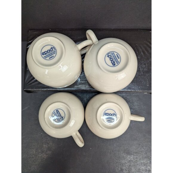 Epoch Stockholm Beige 8 Oz Coffee Cup Blue Flower Inside Rim Lot of 4 - Picture 8 of 9
